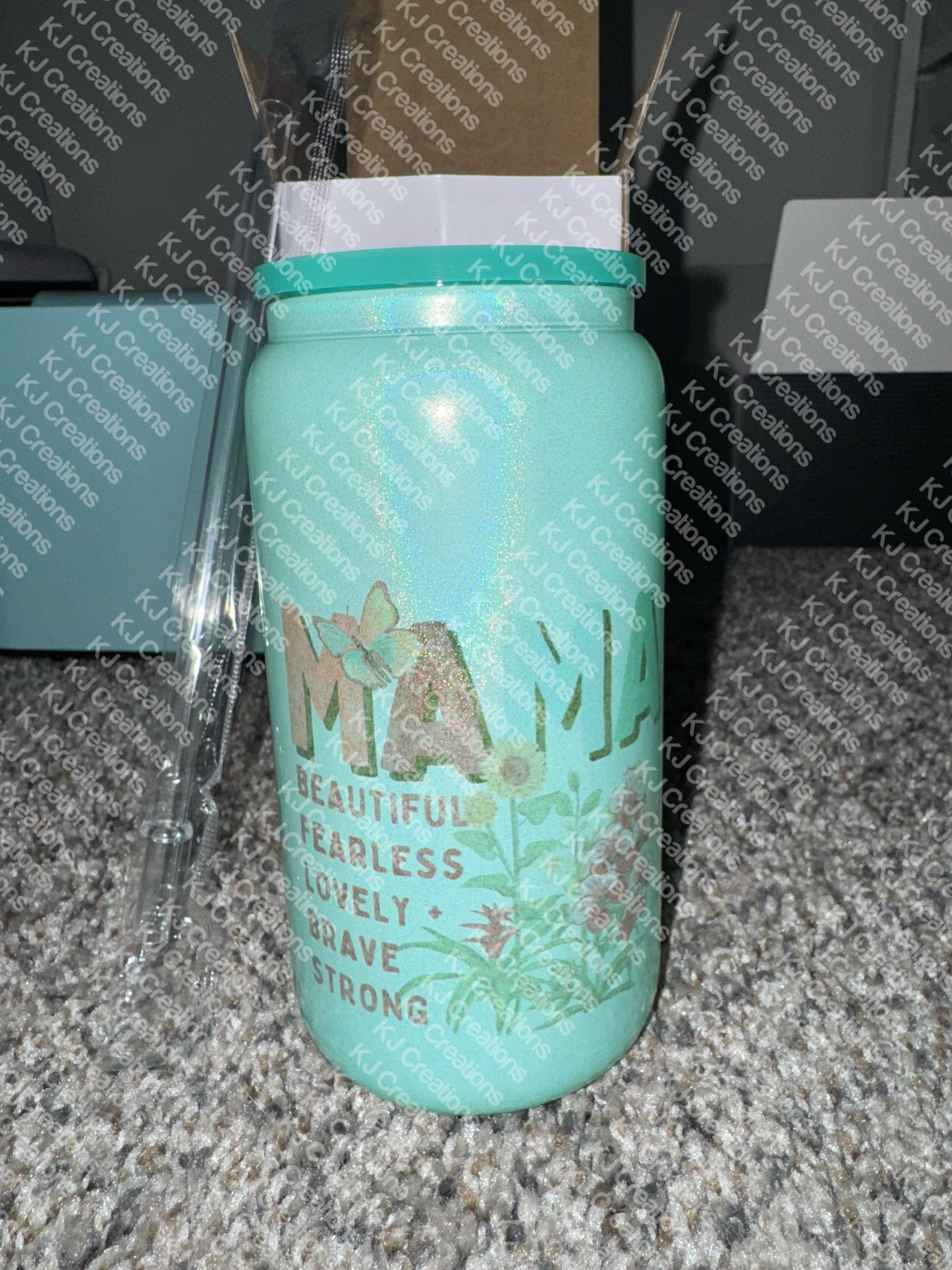 Mama Shimmer glass cup 16oz